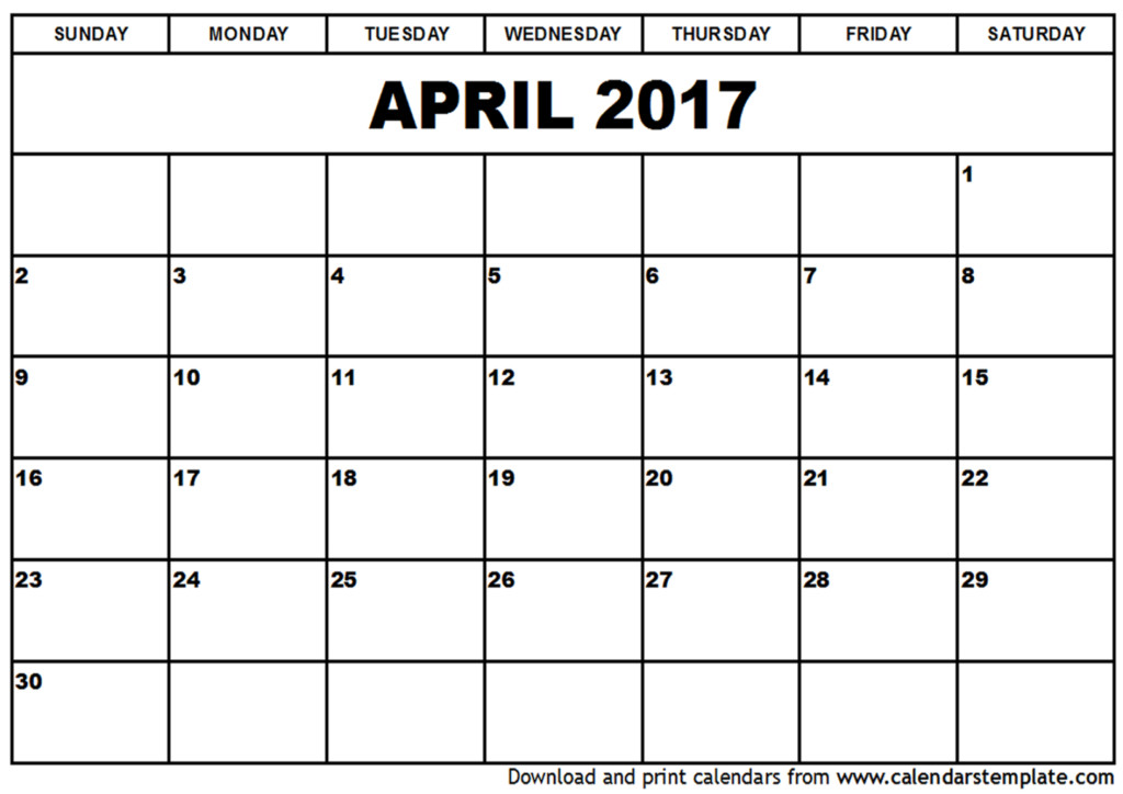 April 2017 Calendar