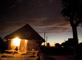 Lighting up a hut