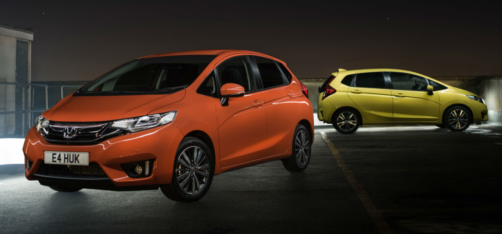 Orange and yellow cars