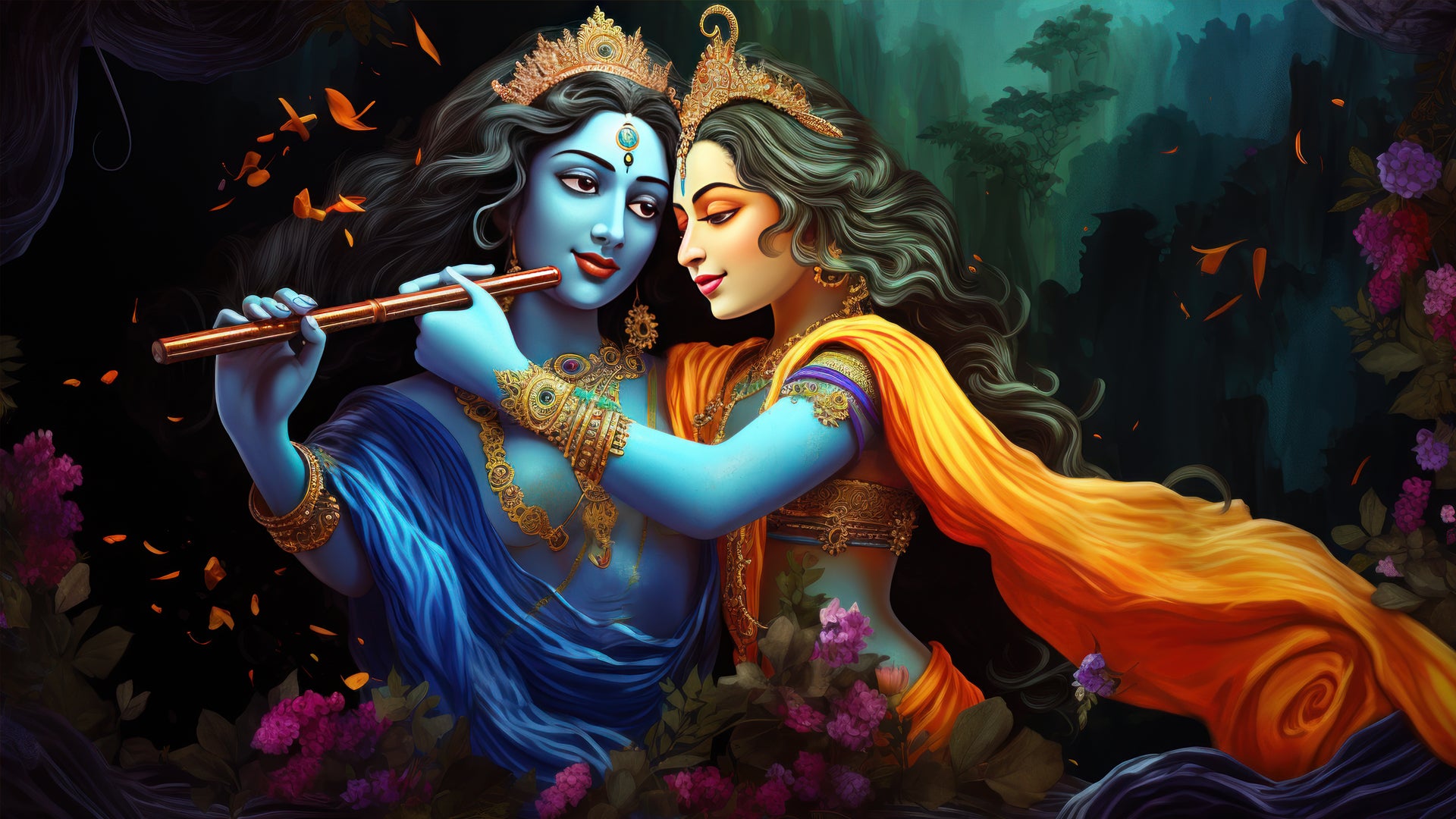 Krishna and his wife