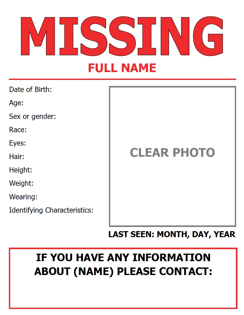 Missing person flyer