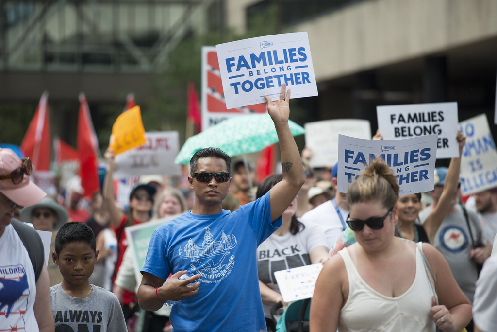 Families together protest at border