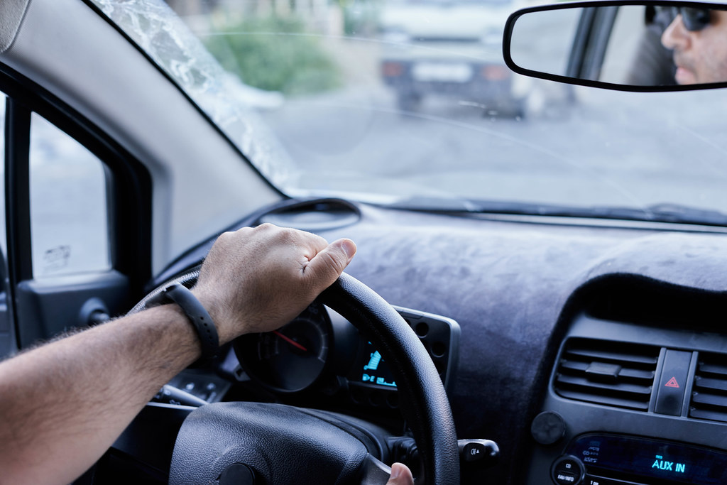 Man driving car