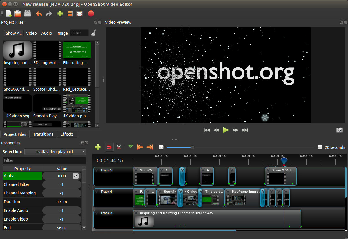 Openshot editing